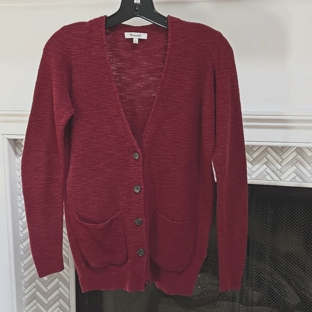 Madewell burgundy cardigan xs